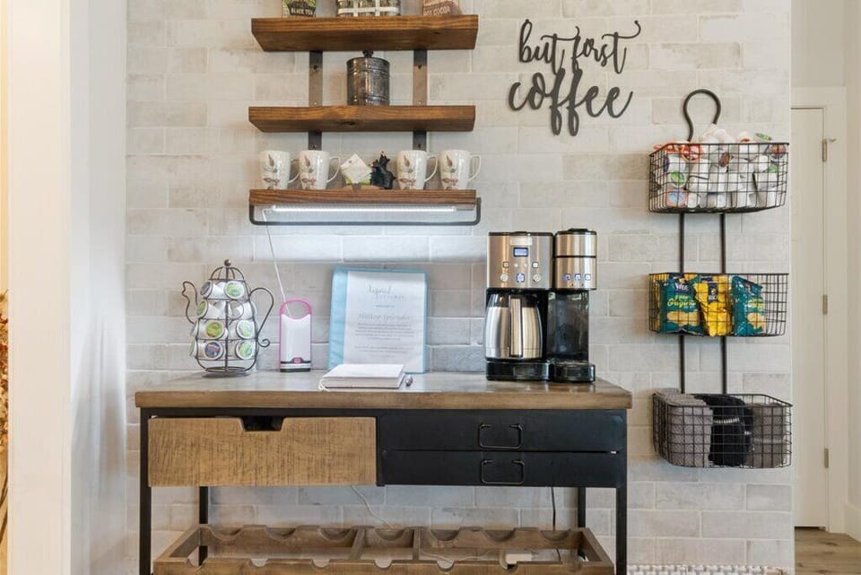 Enjoy our stocked coffee bar.  A coffee lovers dream.