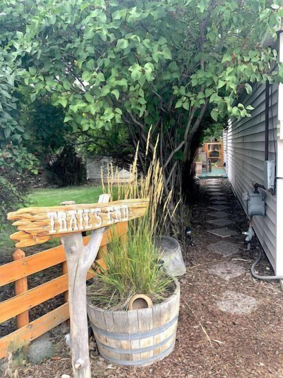 The pathway leading to Trail's End. With dedicated private parking, this is a hidden gem
