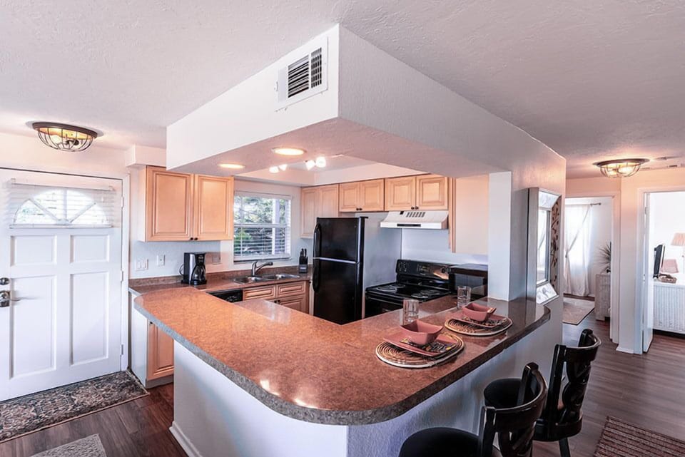 though the kitchen is small it is great for all your cooking needs