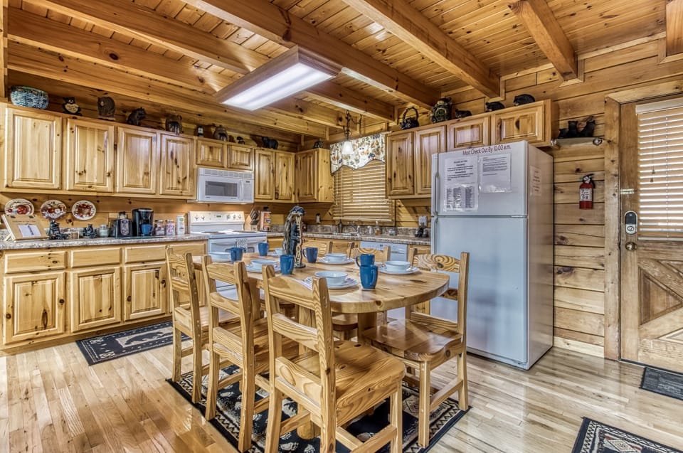 Kitchen and Dining Area, front door to the right