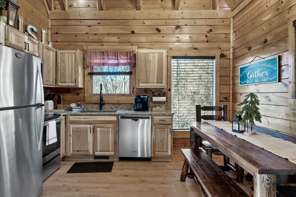 Make dinner or just grab a cup of coffee in the brand new kitchen complete with granite countertops and commercial sink and faucet.