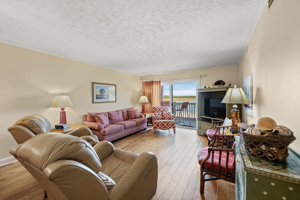 The well-appointed living room is designed to help you feel right at home.
