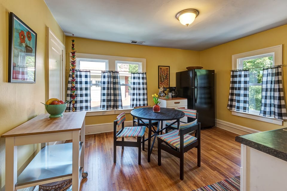 Fully stocked kitchen with a large pantry, & table for four.  