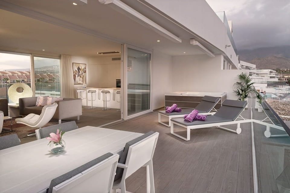 Soak in the lovely private hot tub.