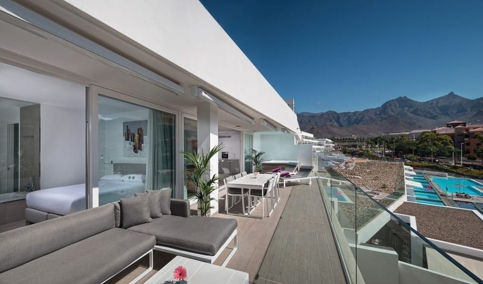 This penthouse suite features a spacious terrace.