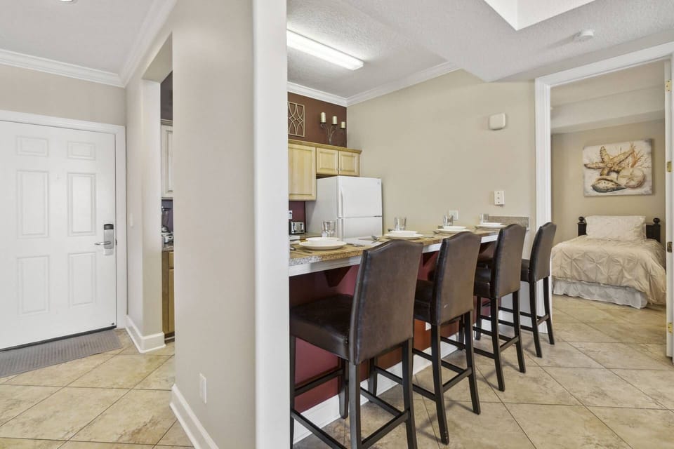 Bar area with seating for four.