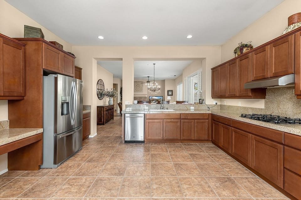 Large kitchen with plenty of working counter space 