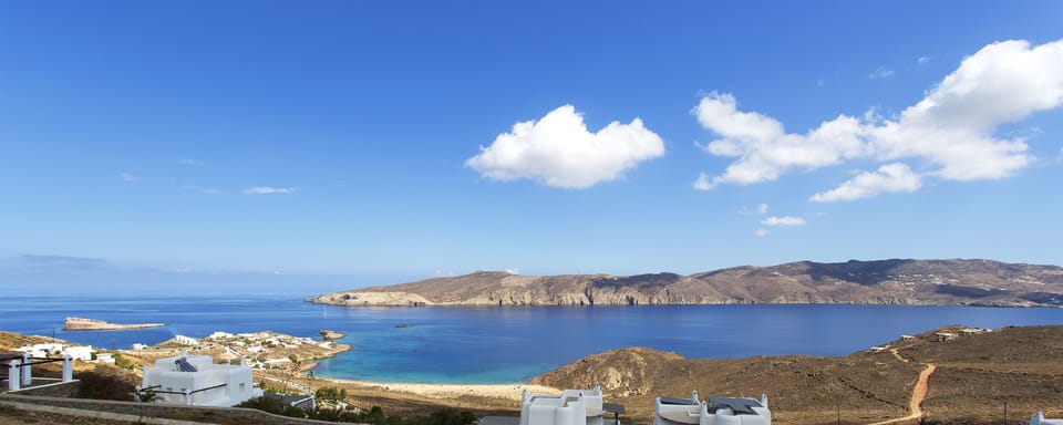 the view over Agios Sostis beach