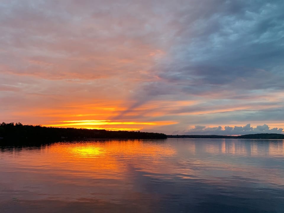 View of a beautiful sunset from the shore.