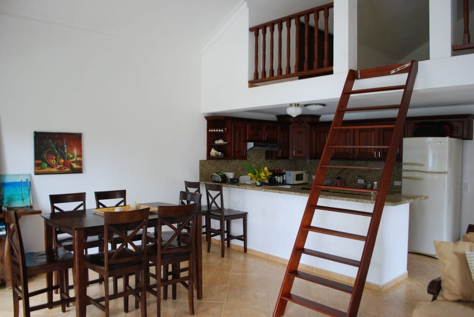 Ladder access up to loft area.  Two twin beds.