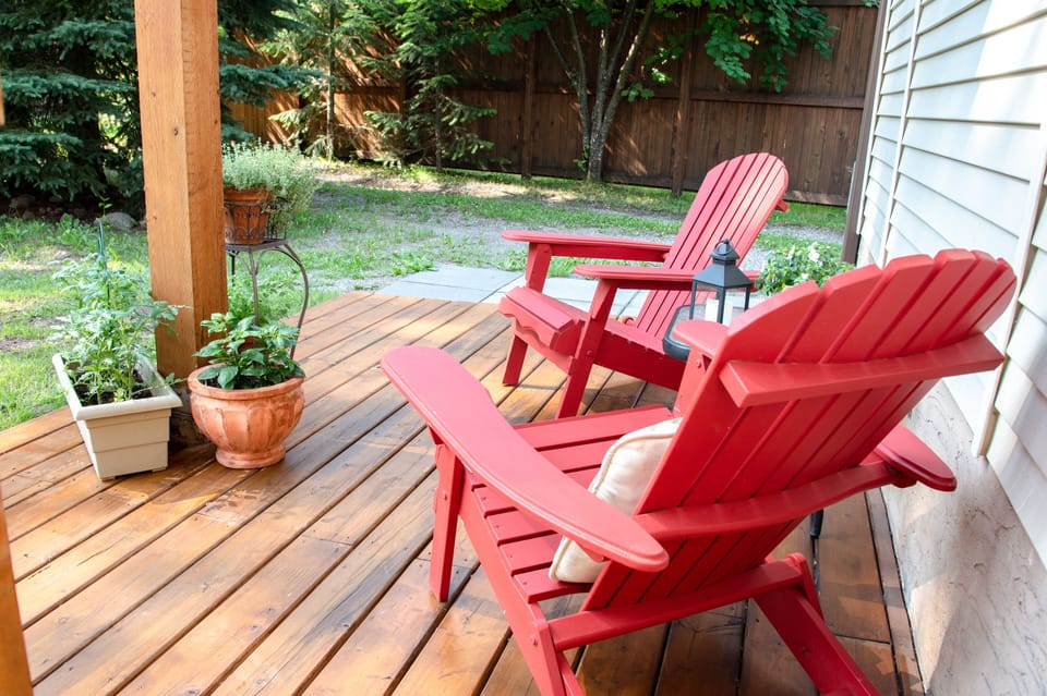 Private deck - sun in morning, shade in afternoon/evening.