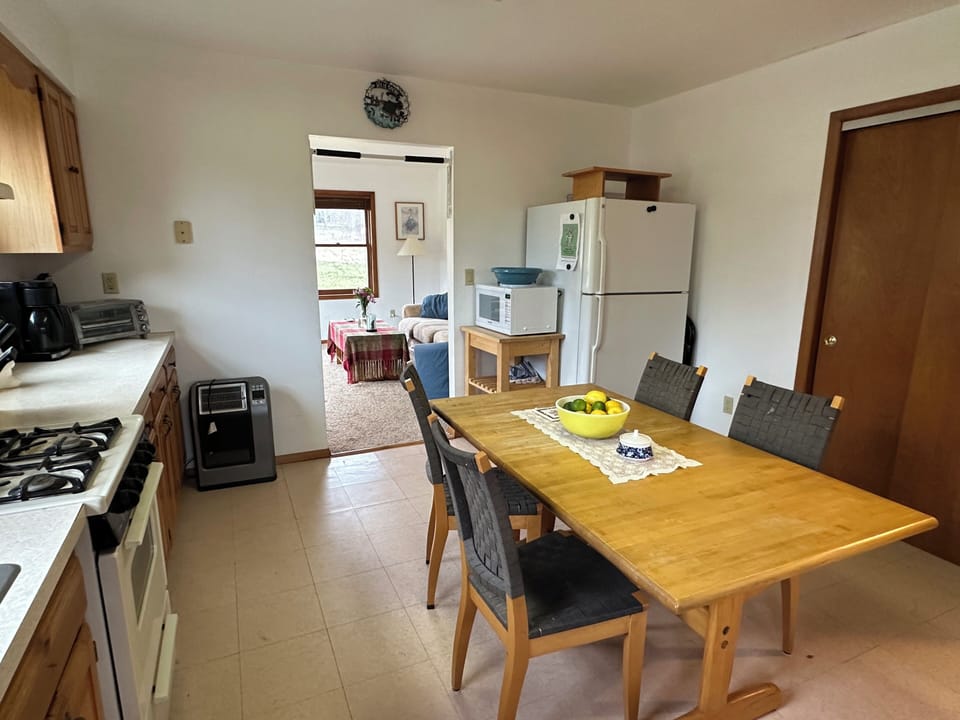 kitchen and adjacent den