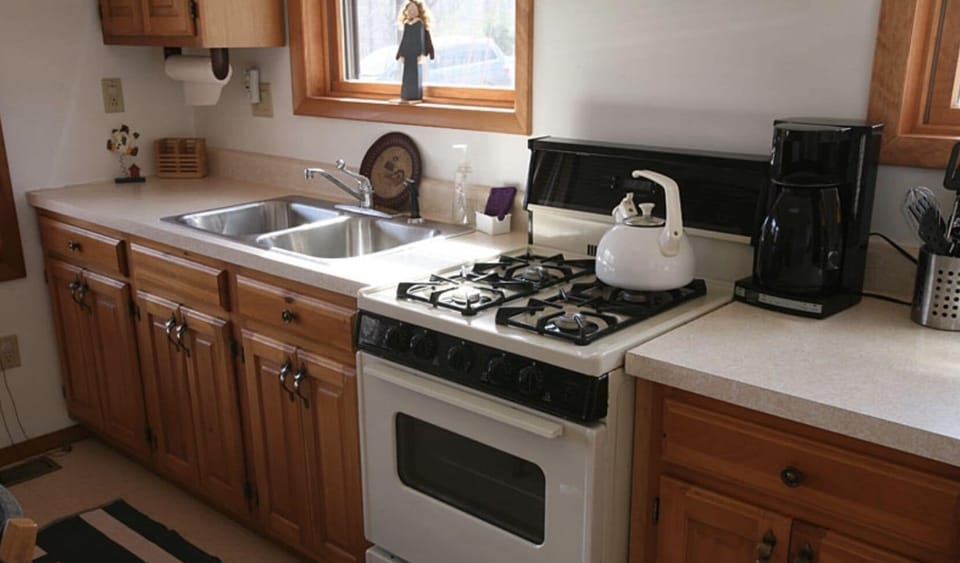 gas stove with kettle