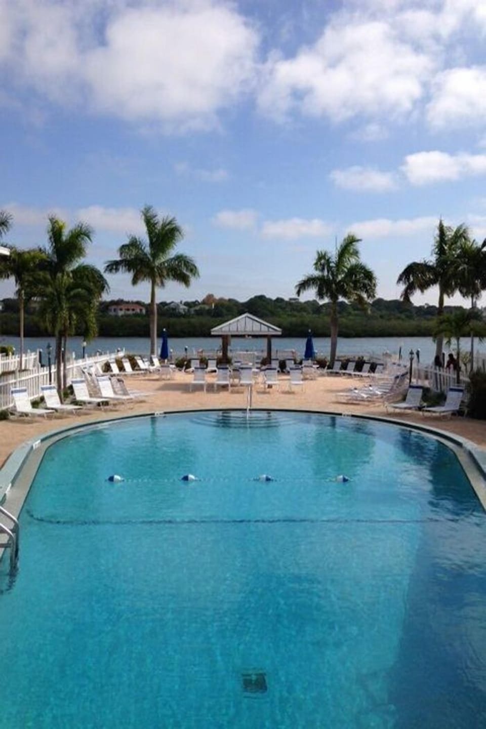 Large heated pool with plenty of seating