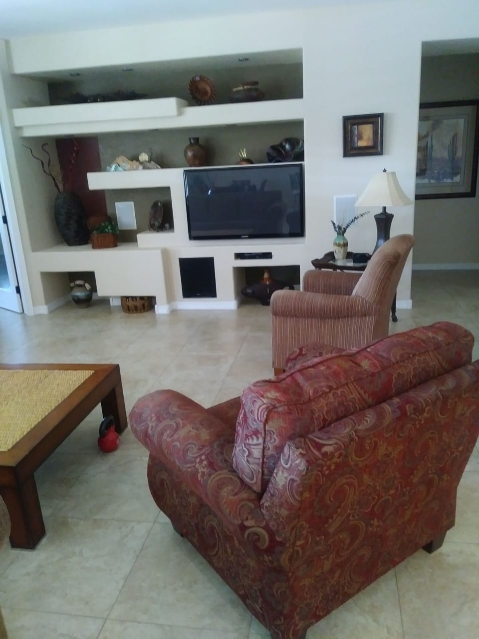 The living area and television wall