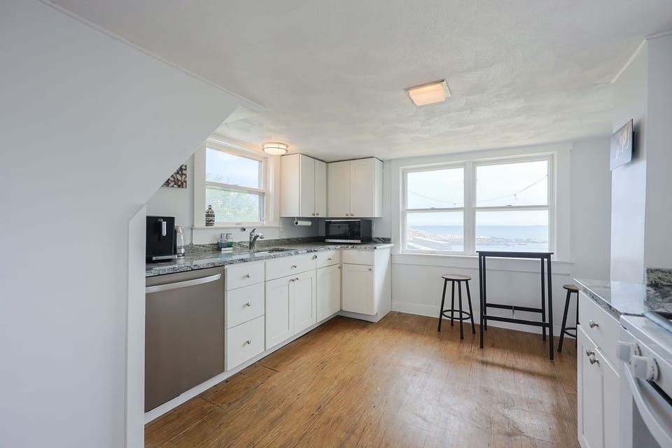 Fully-equipped kitchen with ocean views.