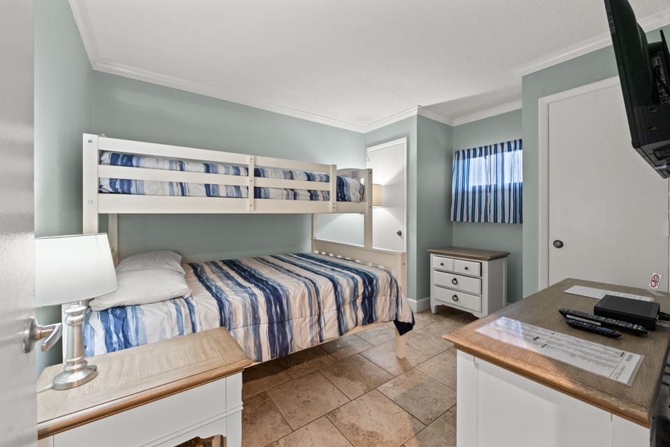 This kids will love having their own room with bunk beds.