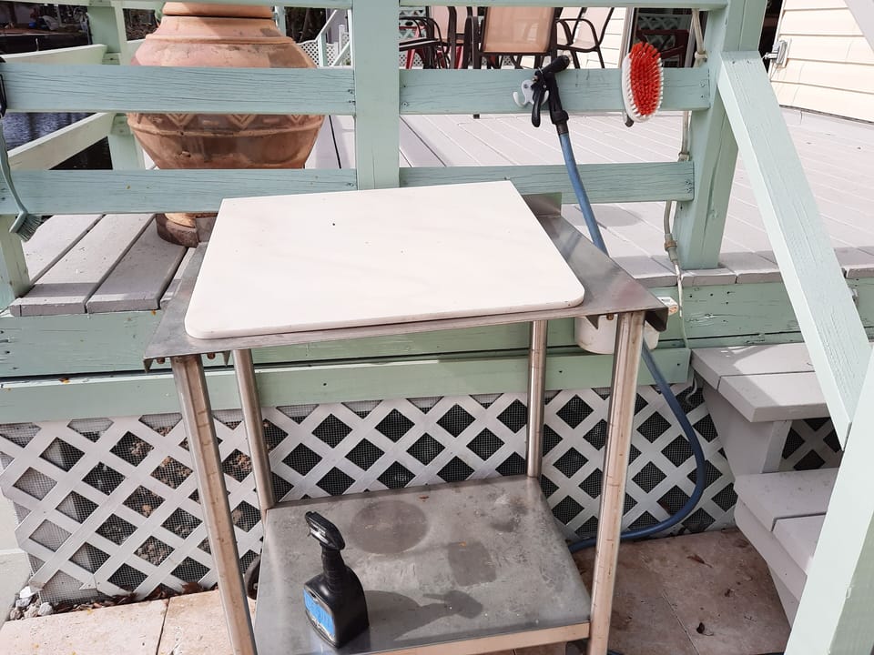 Fish cleaning area near the dock.