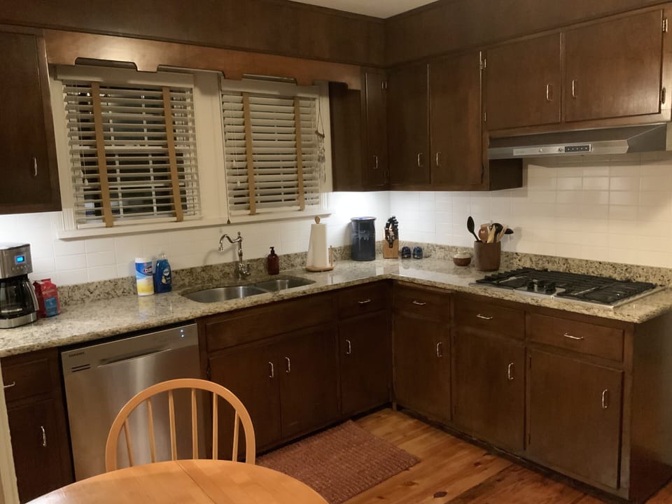 Kitchen Stainless Double Sink and Prep Area