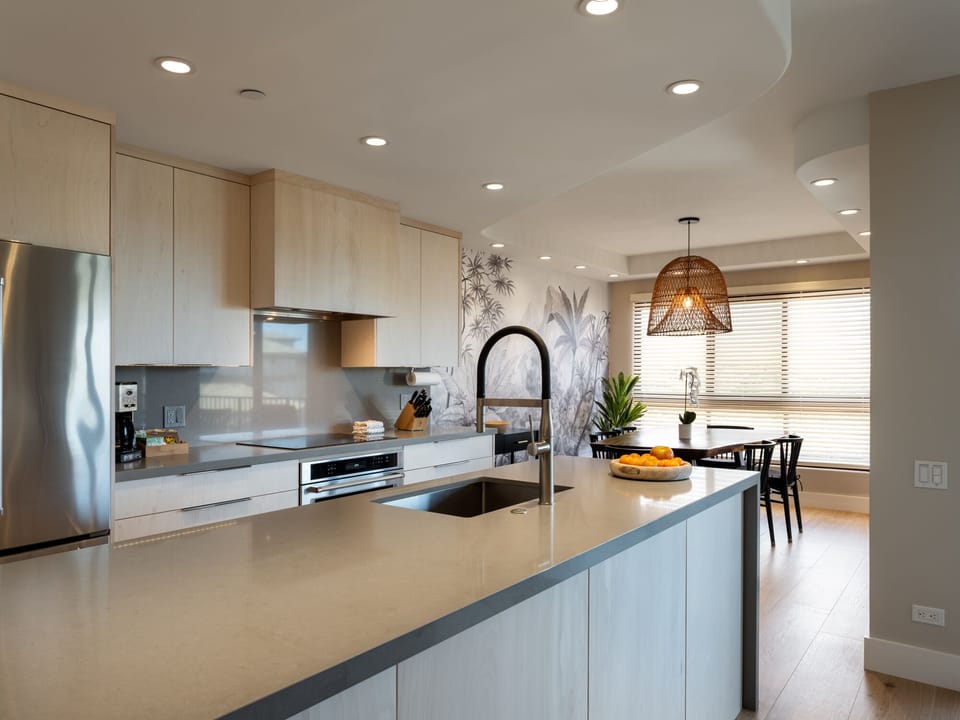 Kitchen with induction cooktop