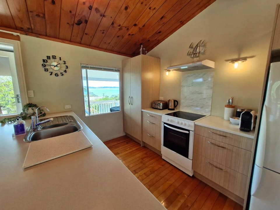 Kitchen with microwave in pantry