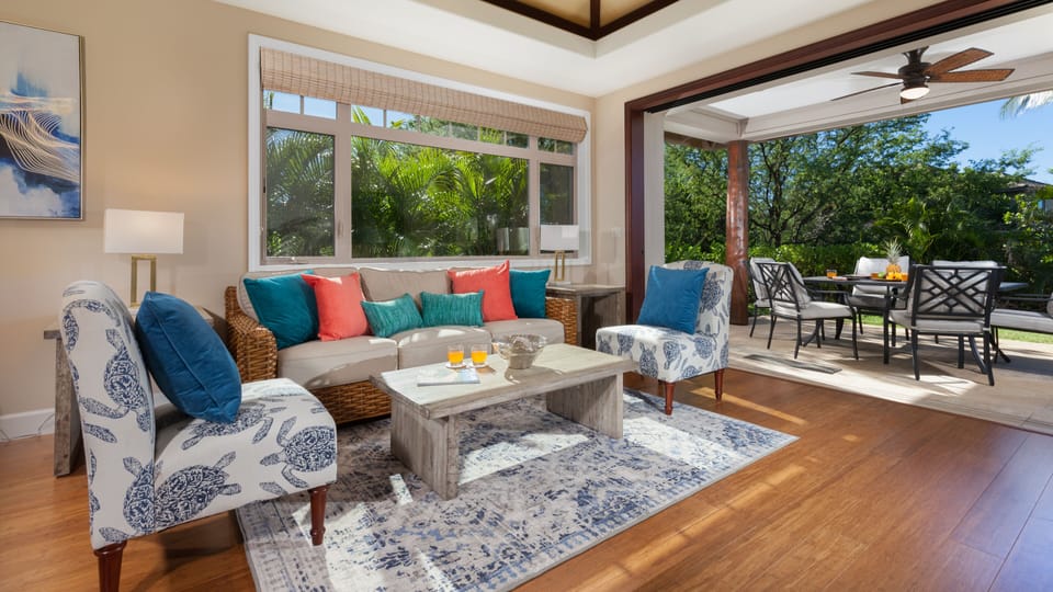 Slide open the pocket doors for a comfortable blend of indoor and outdoor living