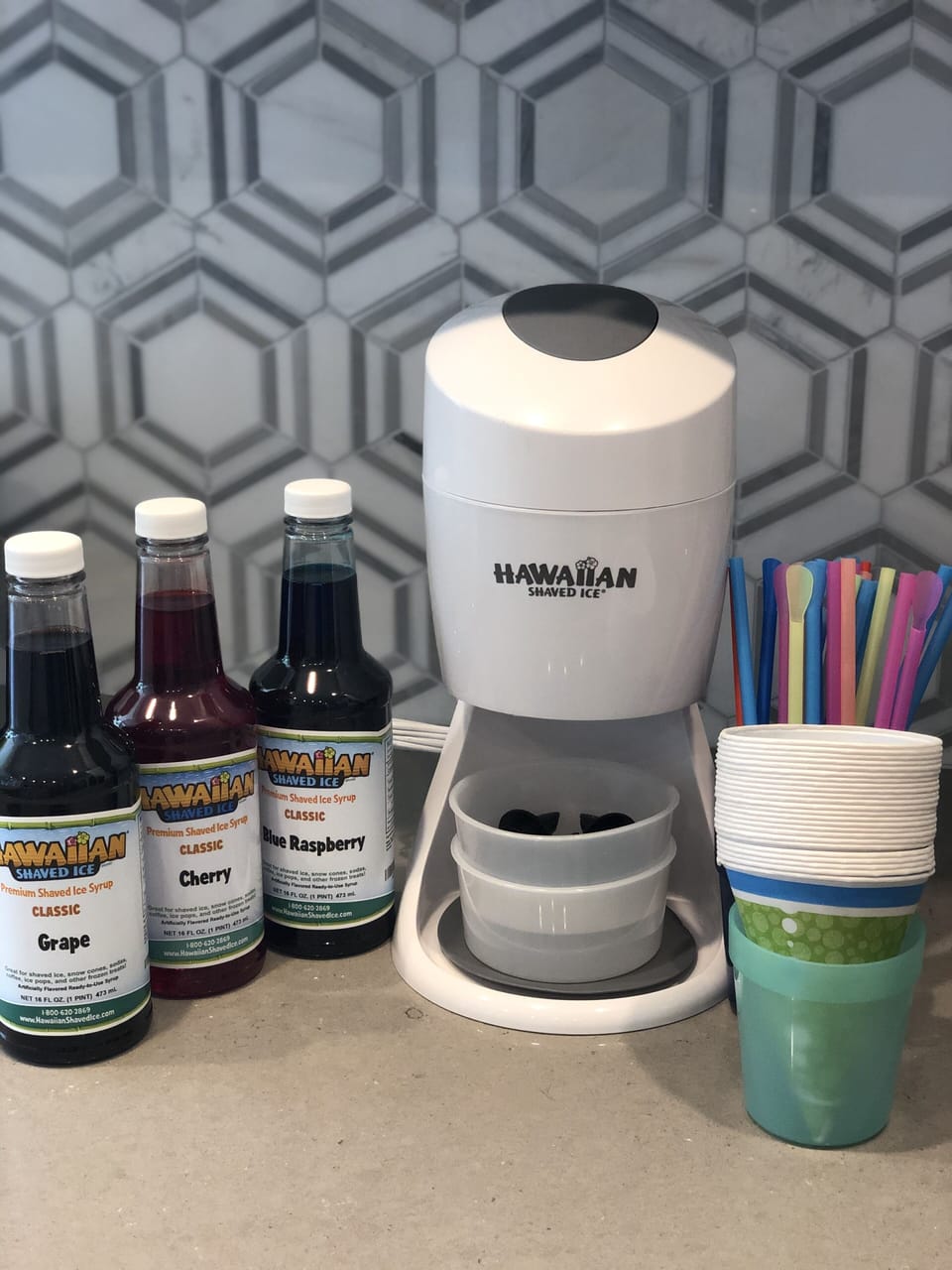 All the supplies you need to make your own shaved ice! 