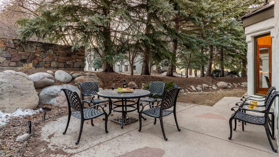 Private patio on main level with grill