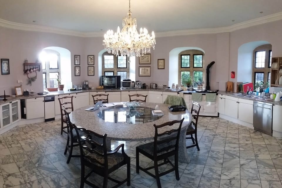 The Keep Ground Floor: Kitchen with granite work surfaces and marble floor