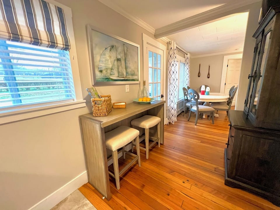Main Cottage View of dining and staging area off the full kitchen