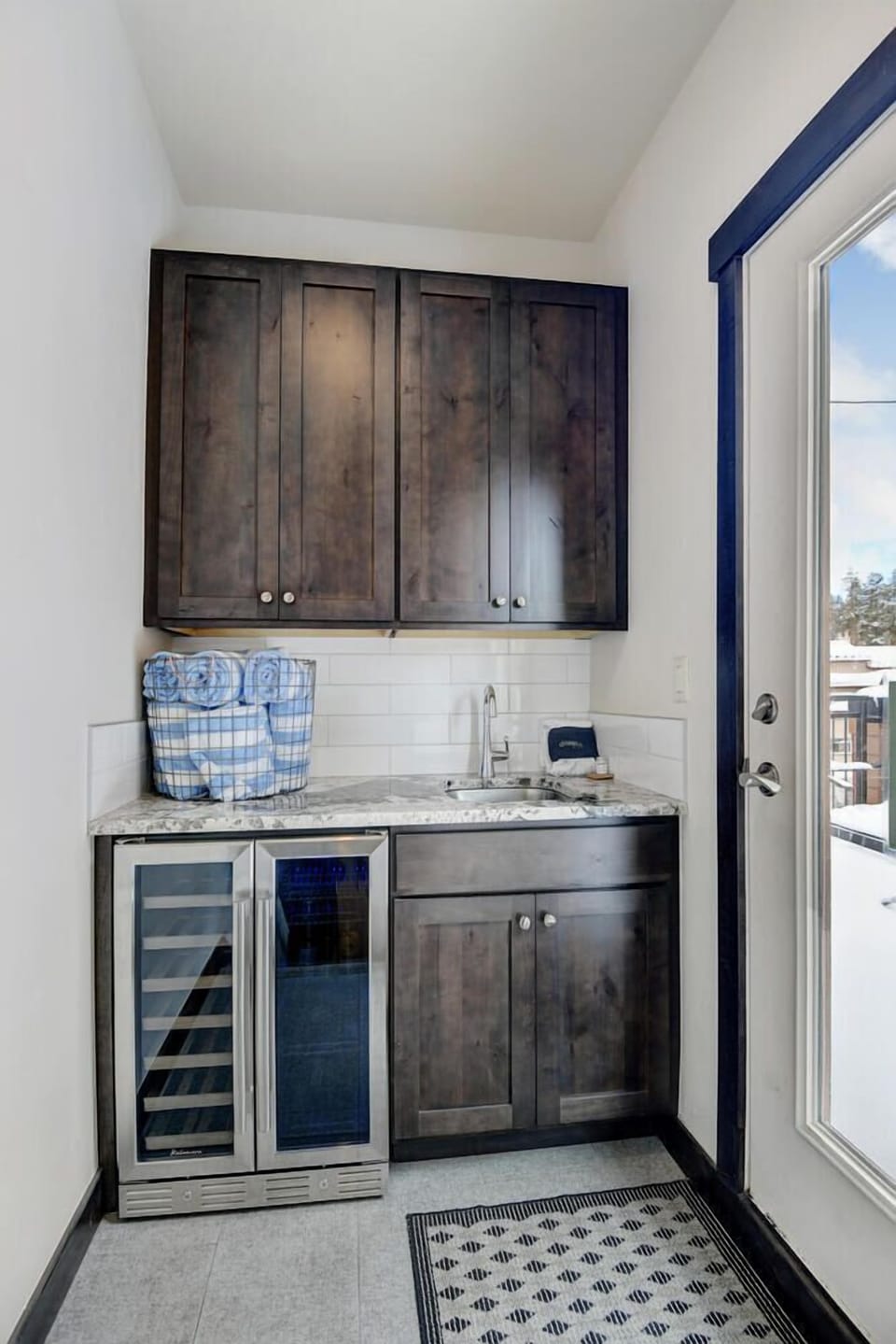Top Of The Stairs Bar Area With Wine Cooler