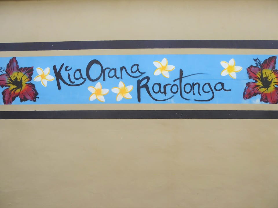 kia orana is our greeting and its on the mural wall along the property