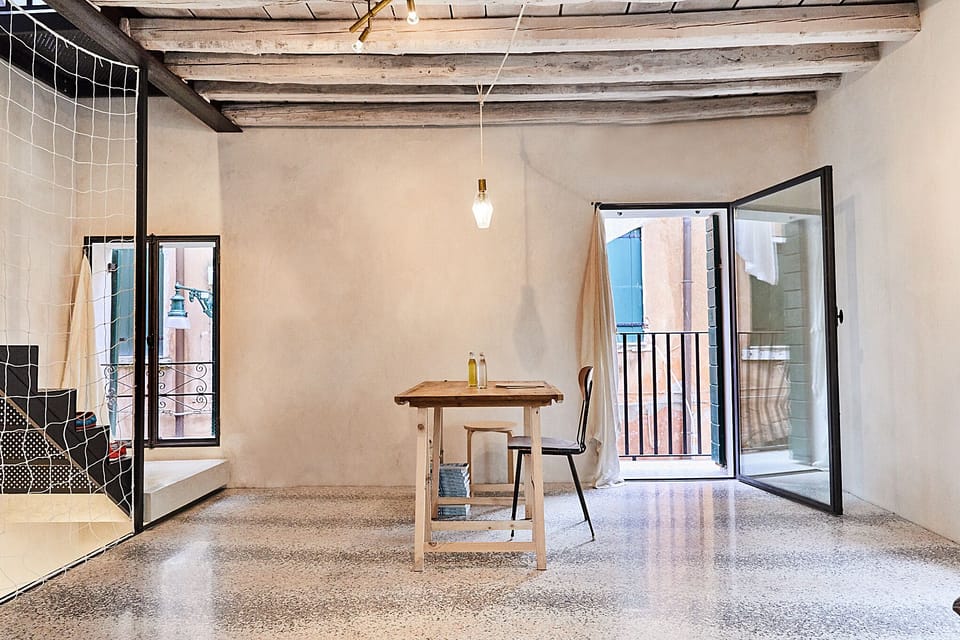 Our own design of a terrazzo floor, made by locals with heating underneath.