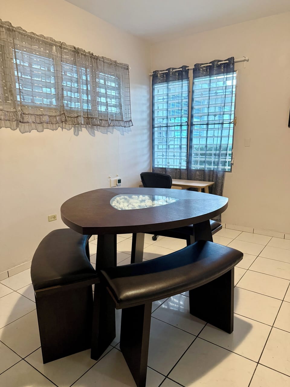 This is the dining seating area that seat up to six people.