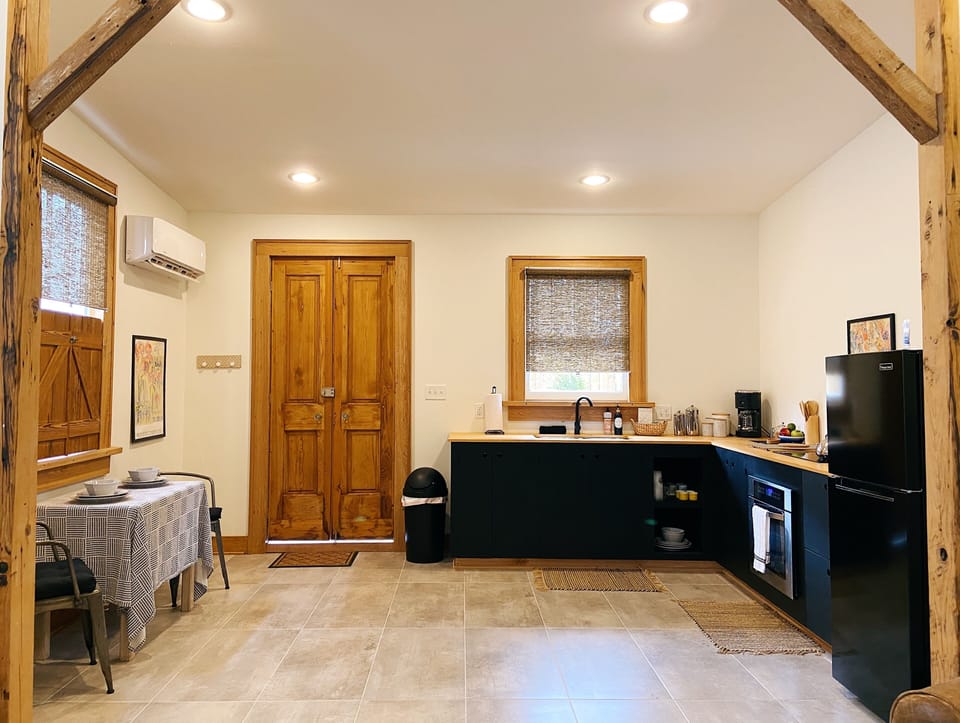 Kitchen with table for two.