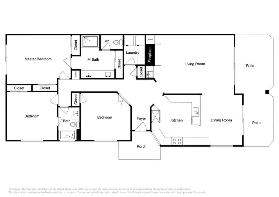 Layout: Floor plan is approximate.Lovely, private patio off primary bedroom too!
