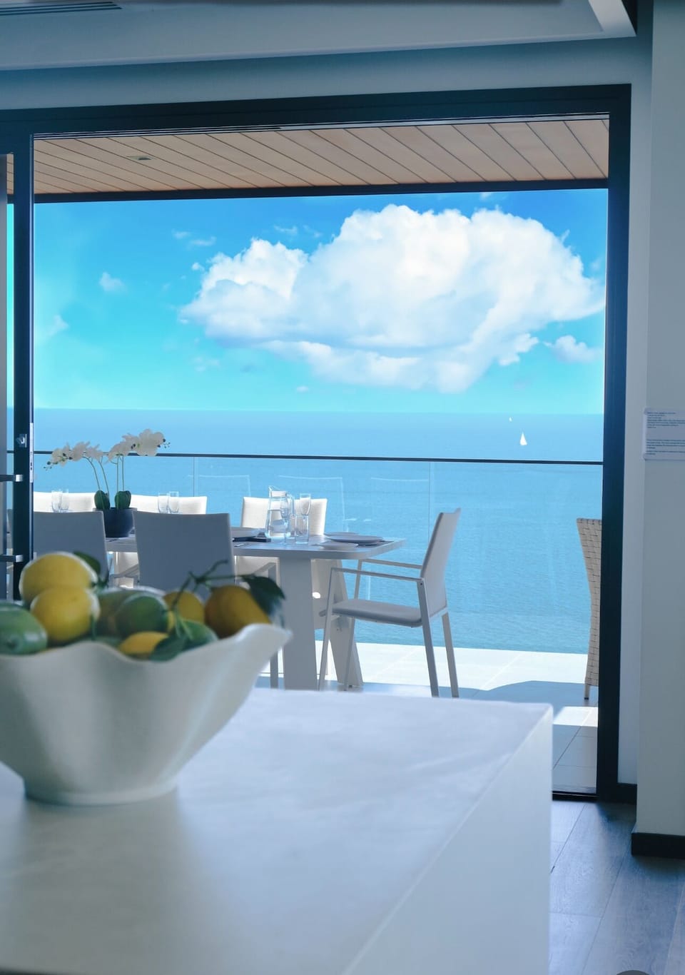 Kitchen overlooks ocean