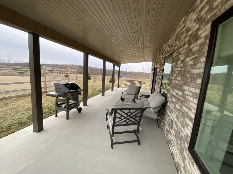 Private patio, ample views of the countryside. Enjoy sunsets and grill time.