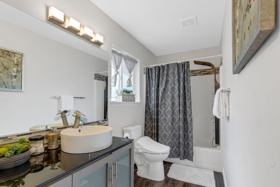 Master bath with spa shower and bidet