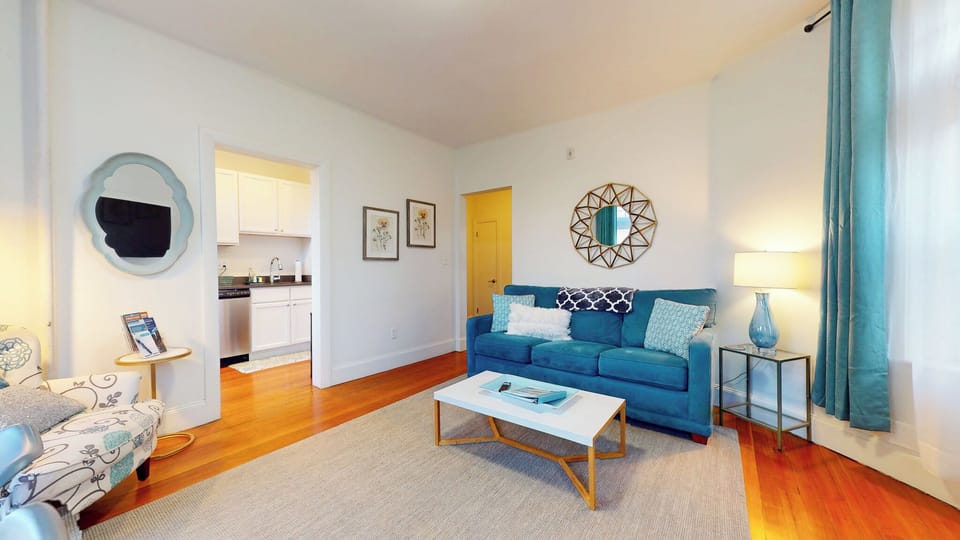 View from living room to kitchen
