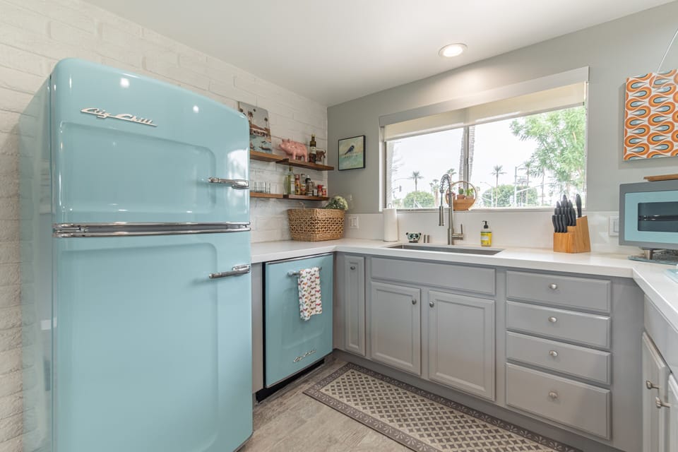Kitchen with floating shelves