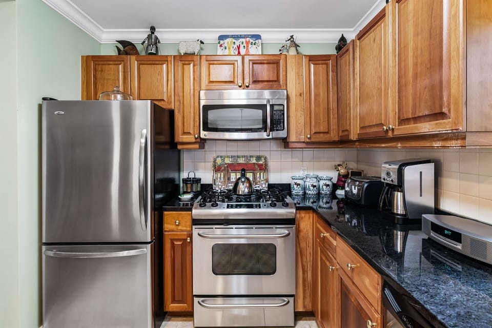 Well-equipped kitchen with stainless steel appliances