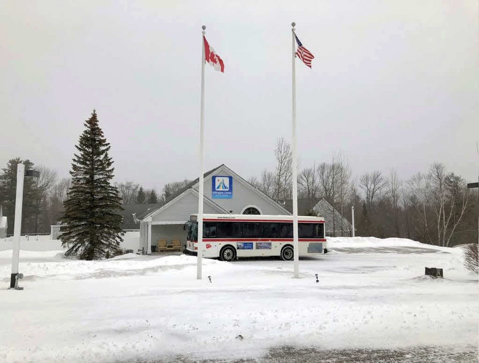 Shuttle bus runs on the hour 