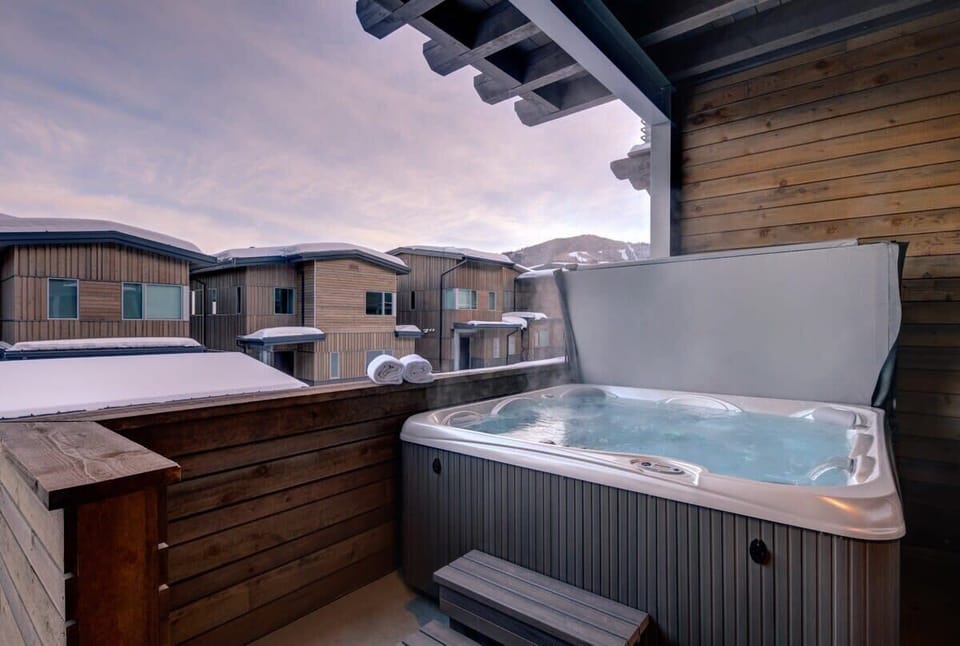 Relax in your private hot tub at the end of a day on the mountain