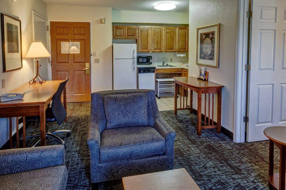 Kick back your feet and relax in the cozy living area.
