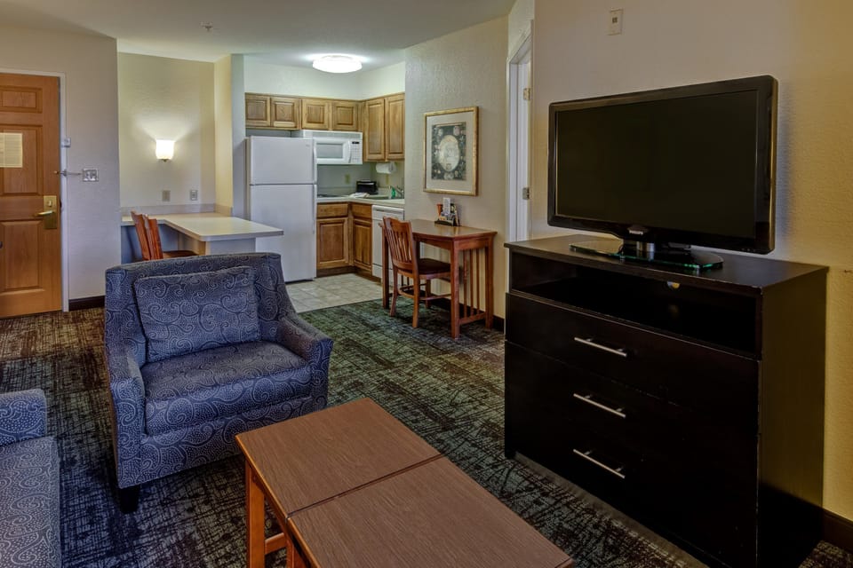 Kick back your feet and relax in the cozy living area.