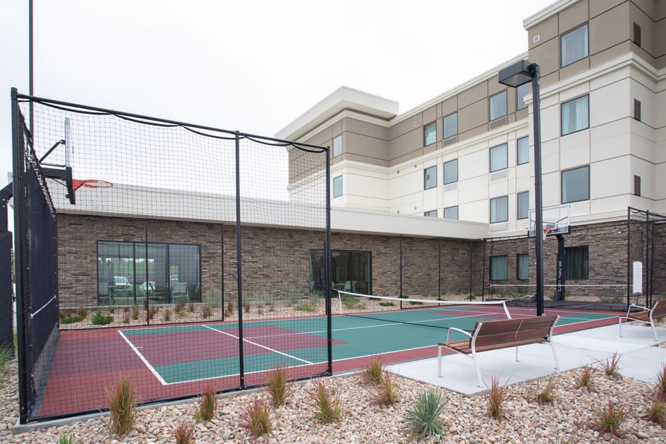 The tennis courts are wonderful in the summertime.