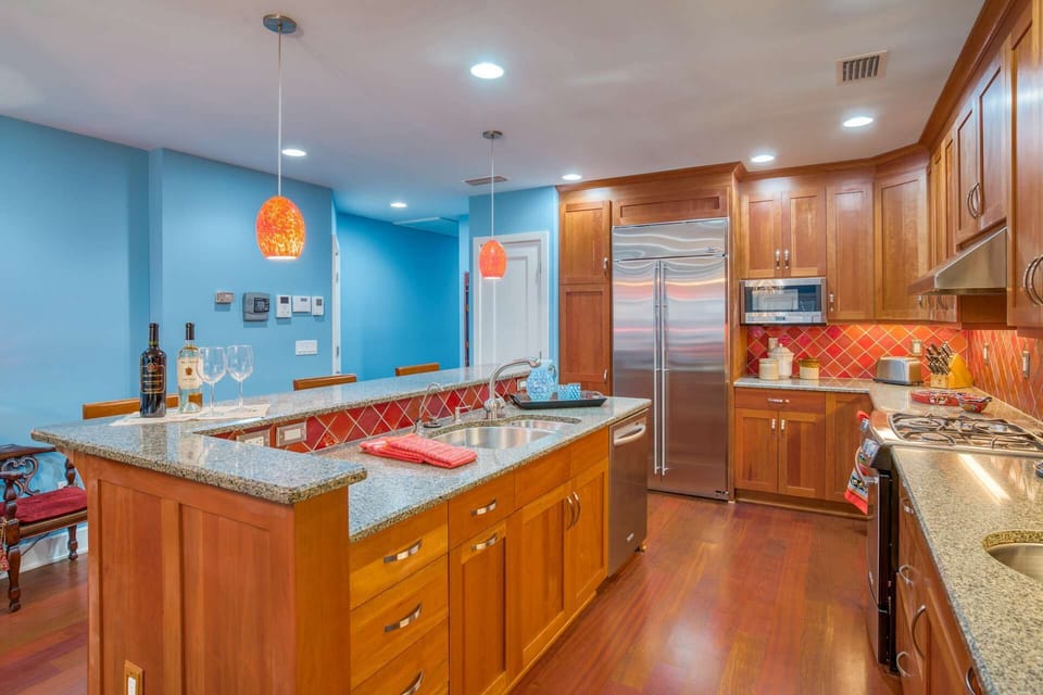 The kitchen is also equipped with a gas range and multiple sinks along with all of the dishes, utensils, pots and pans needed to cook up a great meal.