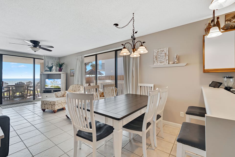 Living and Dining Areas with Beach Views