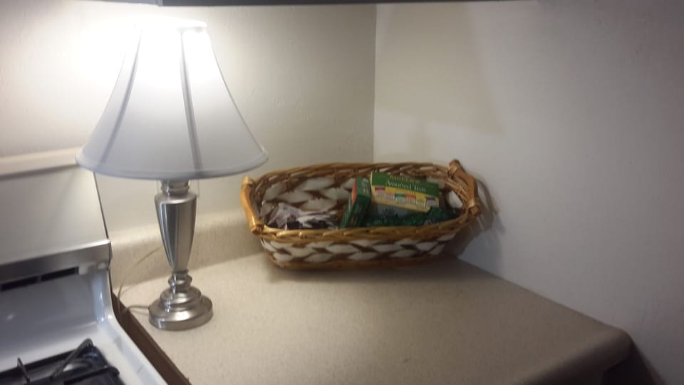 Complimentary coffee, tea, fruit juice, creamers, oatmeal for guests